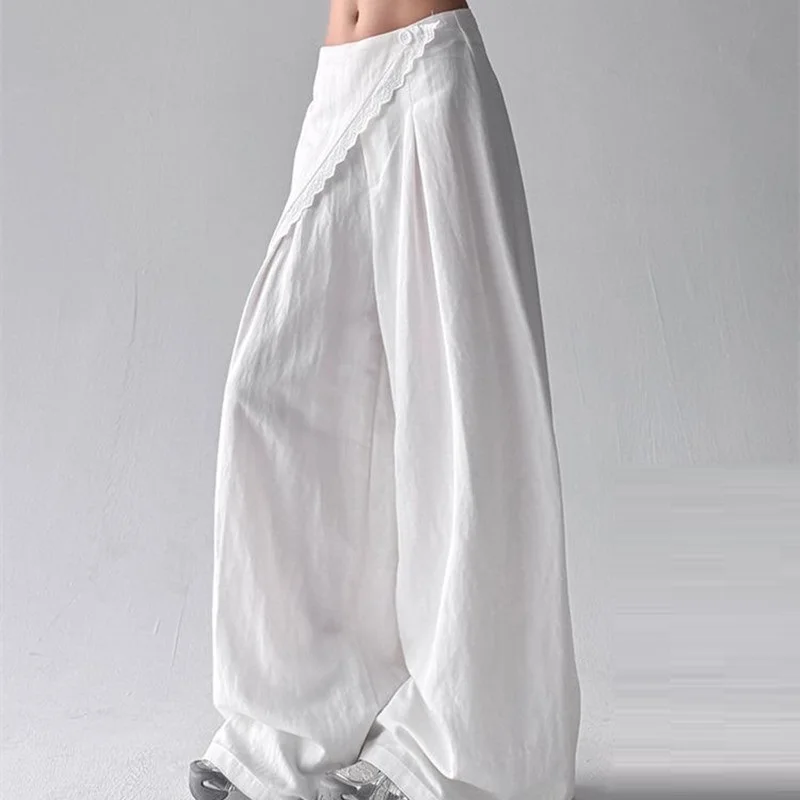 Women Vintage Loose Wide Leg Pants Straight Trousers Casual All-match Summer Pants High Waist Streetwear Oversized Pants
