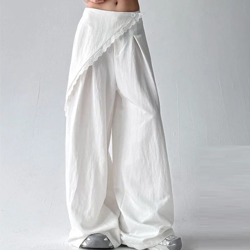 Women Vintage Loose Wide Leg Pants Straight Trousers Casual All-match Summer Pants High Waist Streetwear Oversized Pants