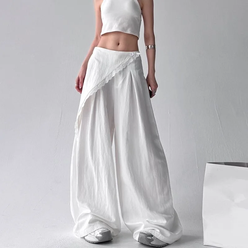 Women Vintage Loose Wide Leg Pants Straight Trousers Casual All-match Summer Pants High Waist Streetwear Oversized Pants