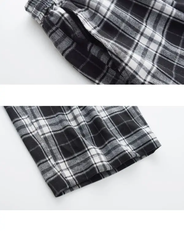 Black and White Plaid pants Oversize New Women Casual Loose Wide Leg Trousers Ins Retro Teen Straight Trousers Hiphop Streetwear