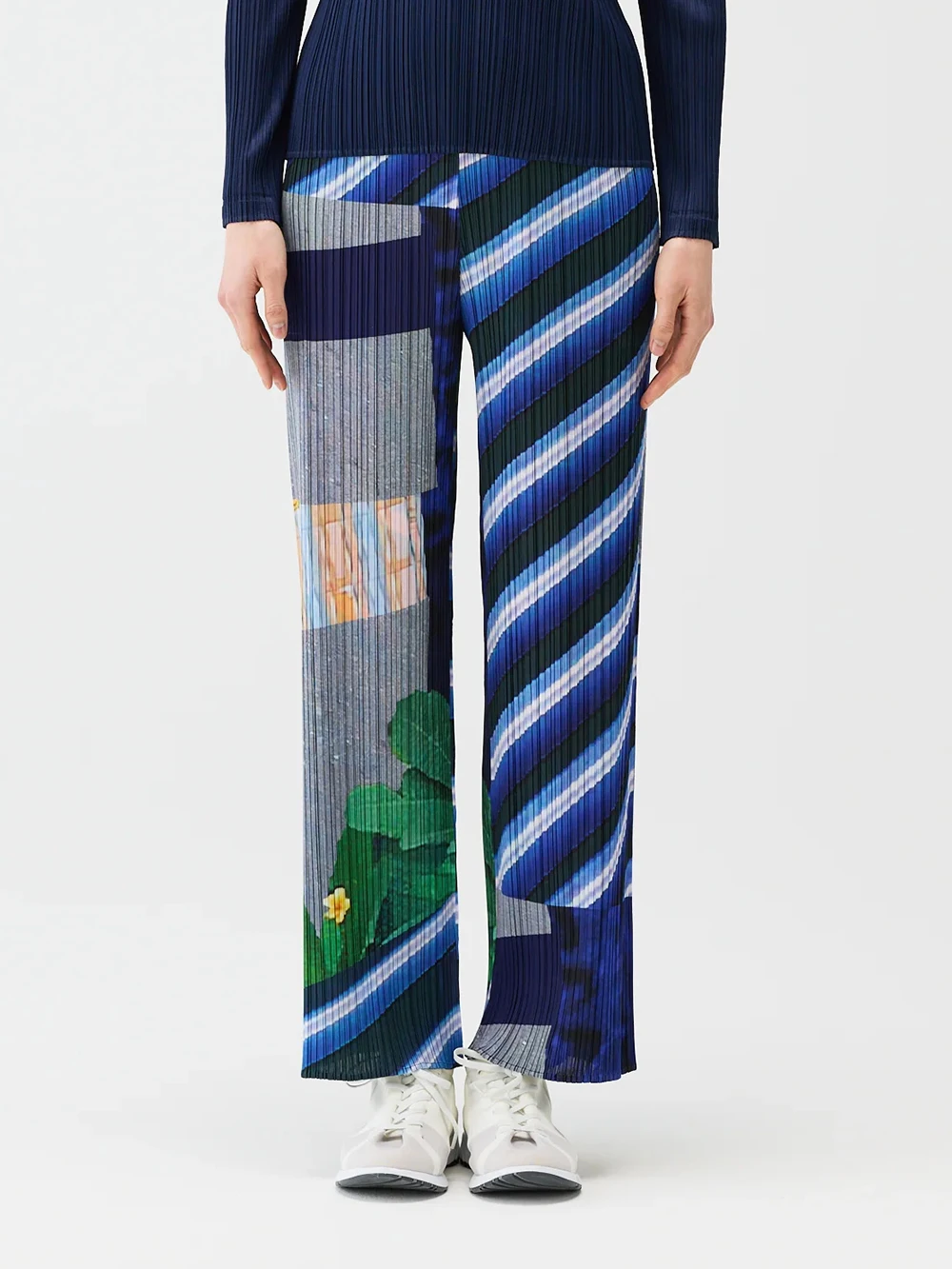 Miyake Pleated City Collage Straight Pants Women 2026 New Casual Trousers