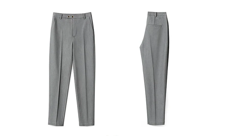 AMII Woman Pants 2026 Autumn Autumn Woman Loose Casual Fashion Simple Nine Point Trousers Black Blended Pleated Pants 12611025