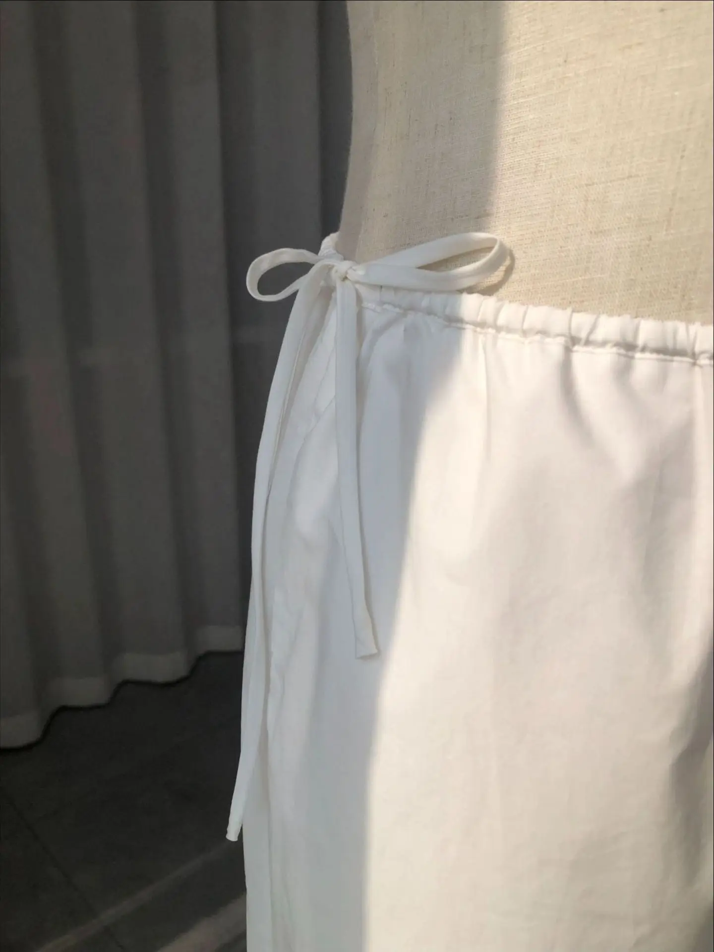 Embroidery Hollow out Women White Pants 100% Cotton Drawstring Elastic Waist Female Straight Long Trousers
