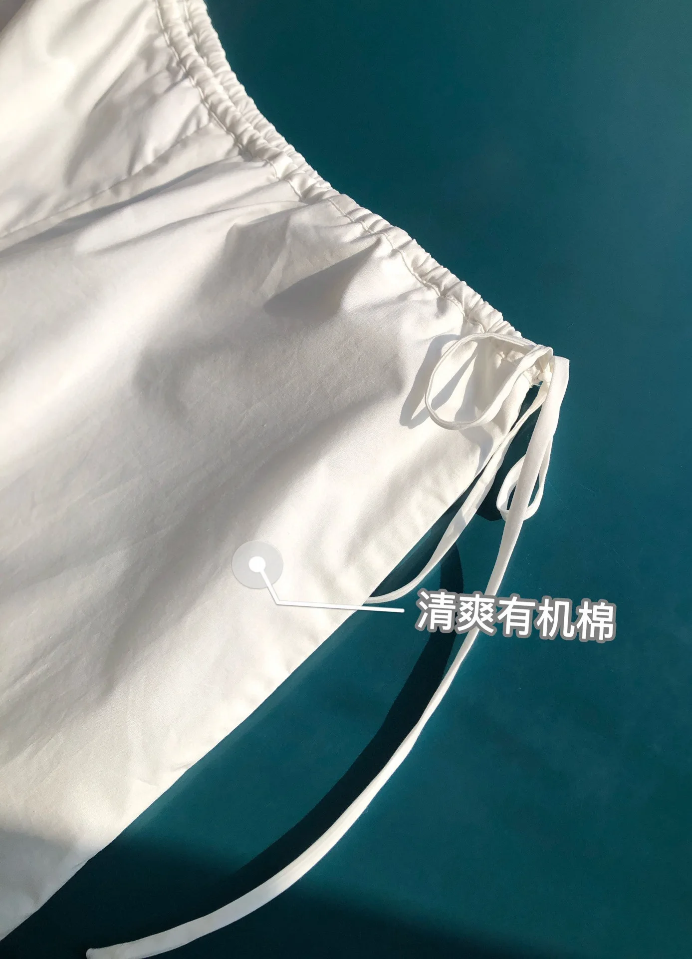 Embroidery Hollow out Women White Pants 100% Cotton Drawstring Elastic Waist Female Straight Long Trousers