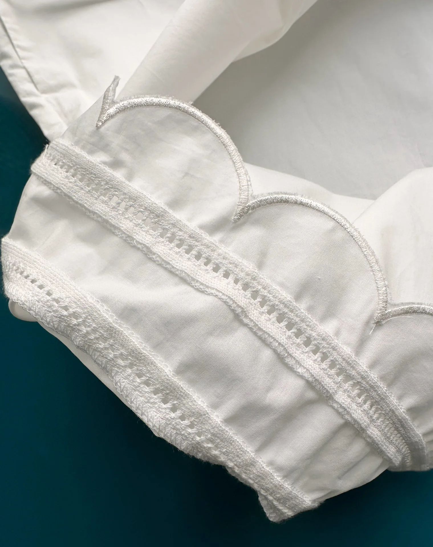 Embroidery Hollow out Women White Pants 100% Cotton Drawstring Elastic Waist Female Straight Long Trousers