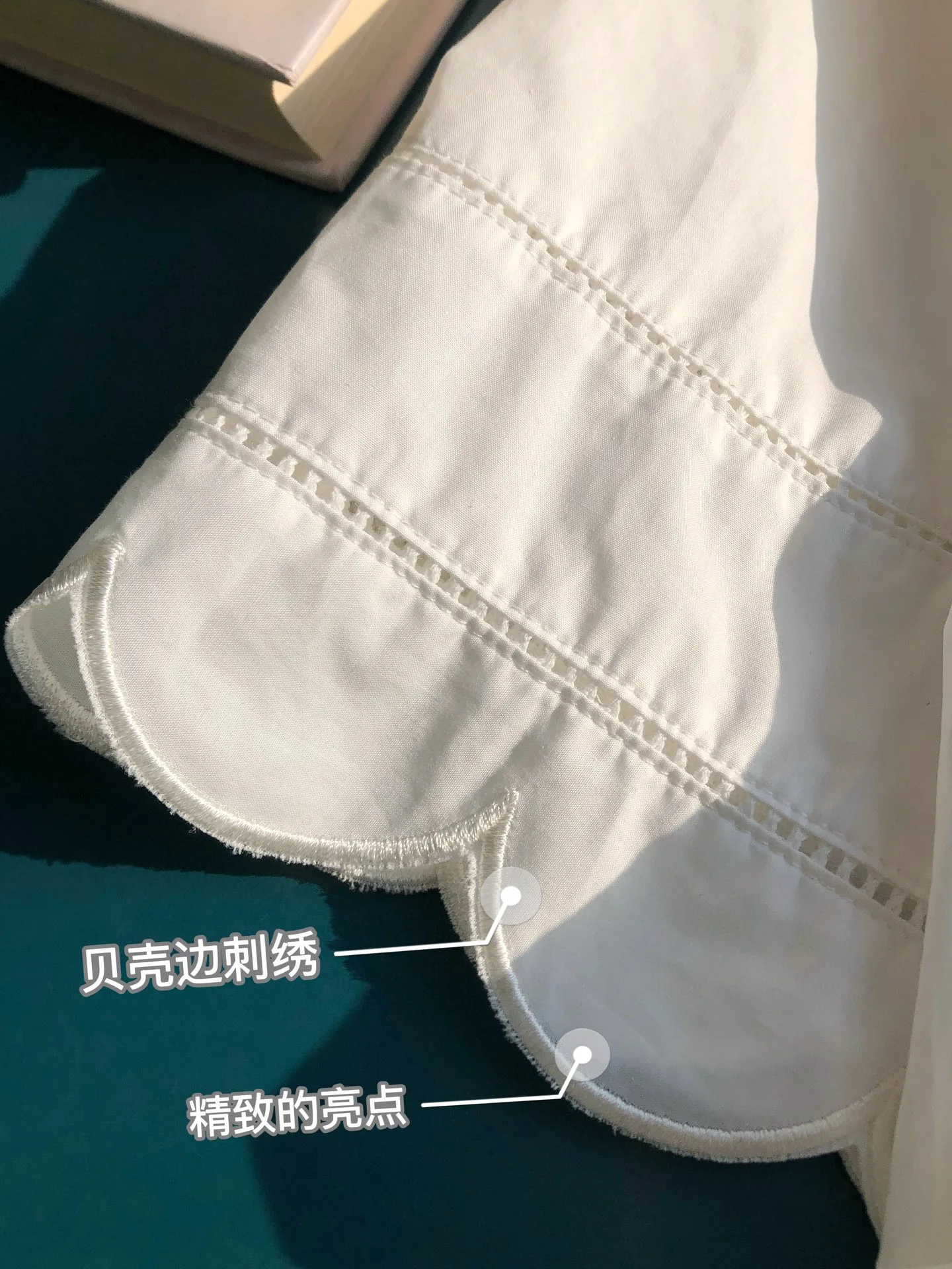 Embroidery Hollow out Women White Pants 100% Cotton Drawstring Elastic Waist Female Straight Long Trousers