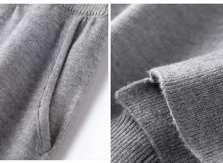 Women 100% Wool Pants New Autumn and Winter Soft Comfortable High-Waist Knitted Thicken Pants Female Thin pants Casual Trousers