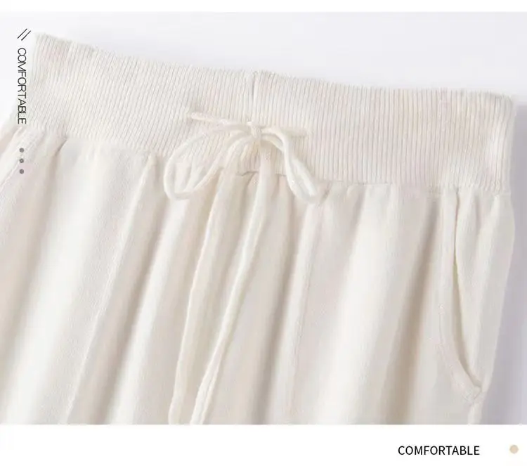 Women 100% Wool Pants New Autumn and Winter Soft Comfortable High-Waist Knitted Thicken Pants Female Thin pants Casual Trousers