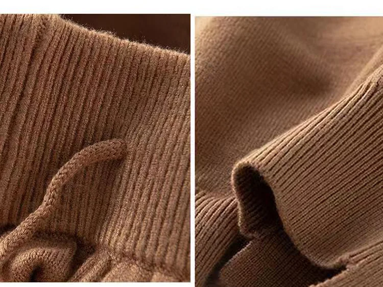Women 100% Wool Pants New Autumn and Winter Soft Comfortable High-Waist Knitted Thicken Pants Female Thin pants Casual Trousers