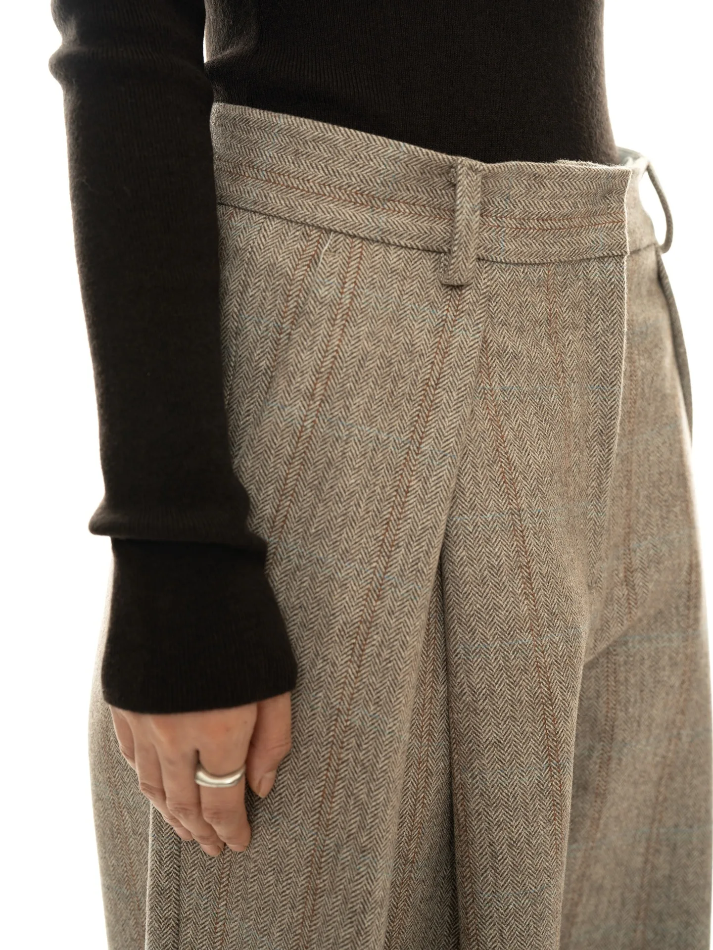 80% Wool Women Spring Fashion Big Wide Leg Pants High Waist Striped Stright Pants Fashion Clothes Pants Female Trousers
