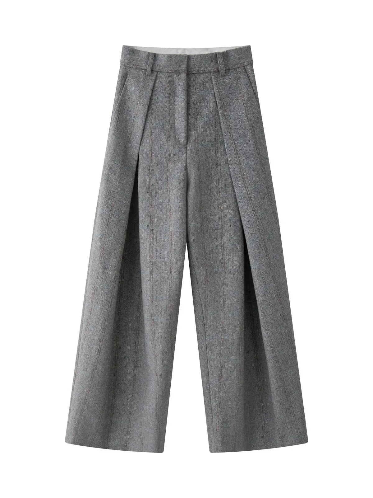 80% Wool Women Spring Fashion Big Wide Leg Pants High Waist Striped Stright Pants Fashion Clothes Pants Female Trousers