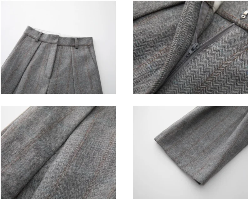 80% Wool Women Spring Fashion Big Wide Leg Pants High Waist Striped Stright Pants Fashion Clothes Pants Female Trousers