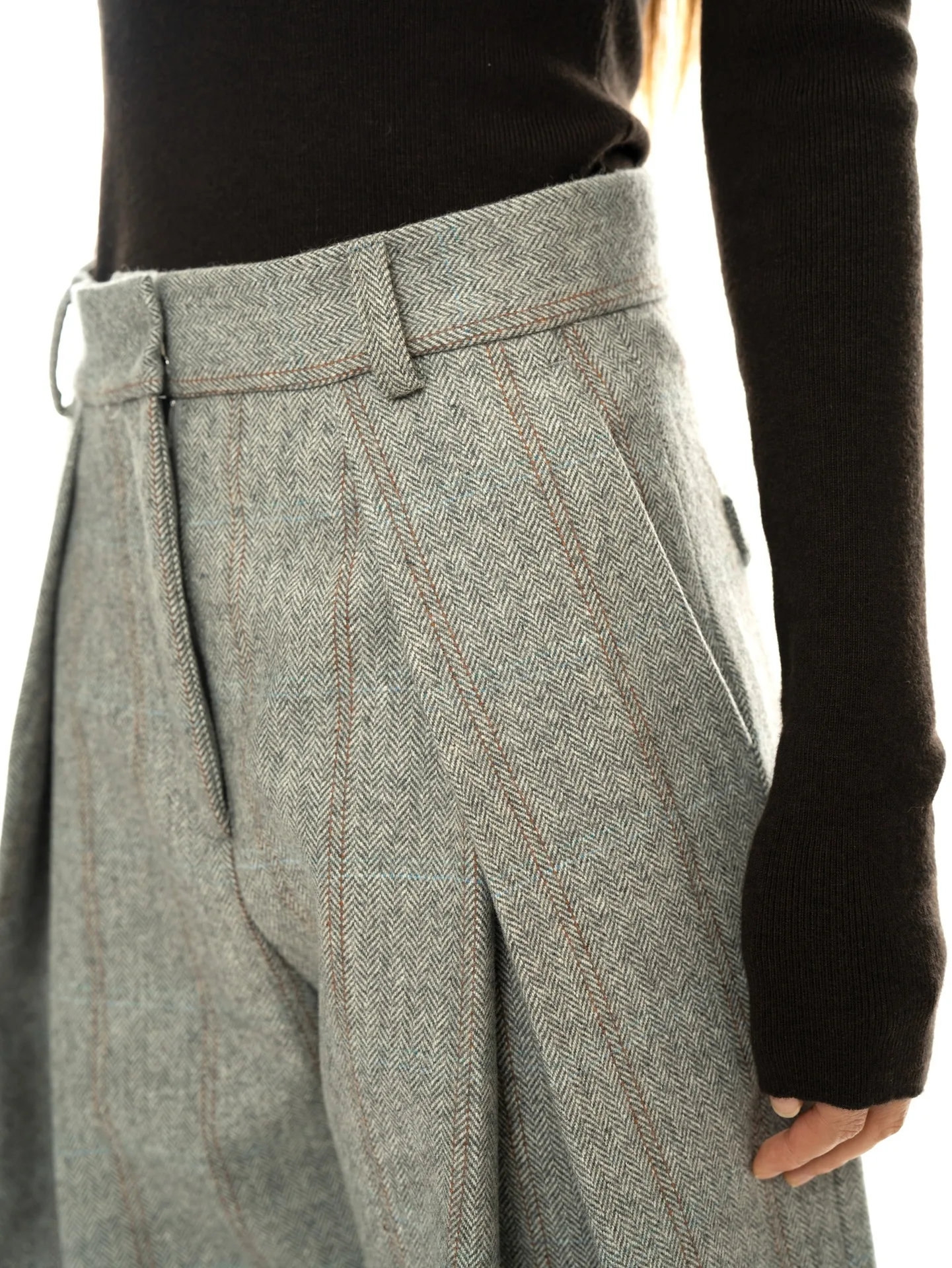 80% Wool Women Spring Fashion Big Wide Leg Pants High Waist Striped Stright Pants Fashion Clothes Pants Female Trousers