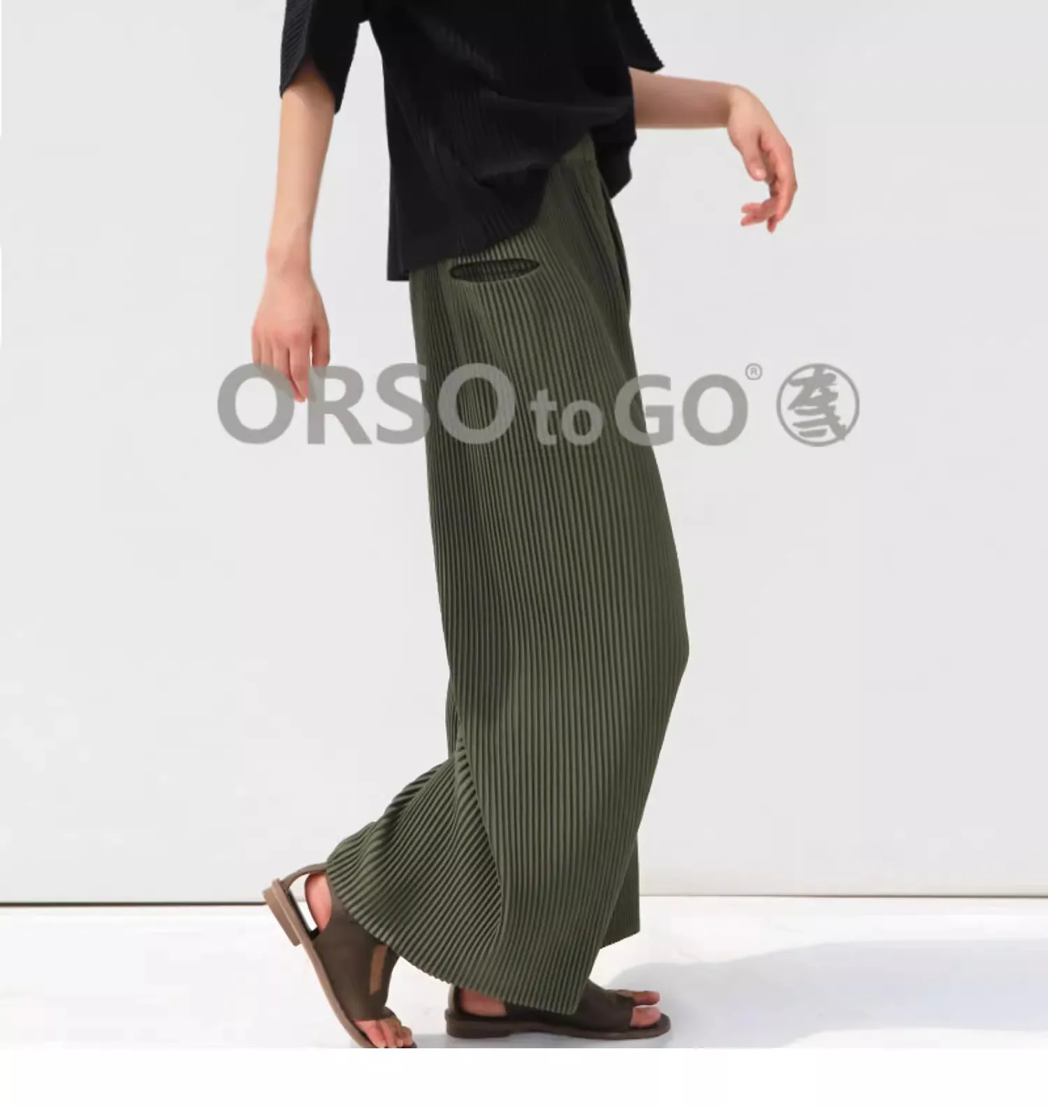 Miyake Pleated Autumn New Straight-leg Casual Pants For Women With a Drooping Effect, Large-sized Loose Pants That Show off