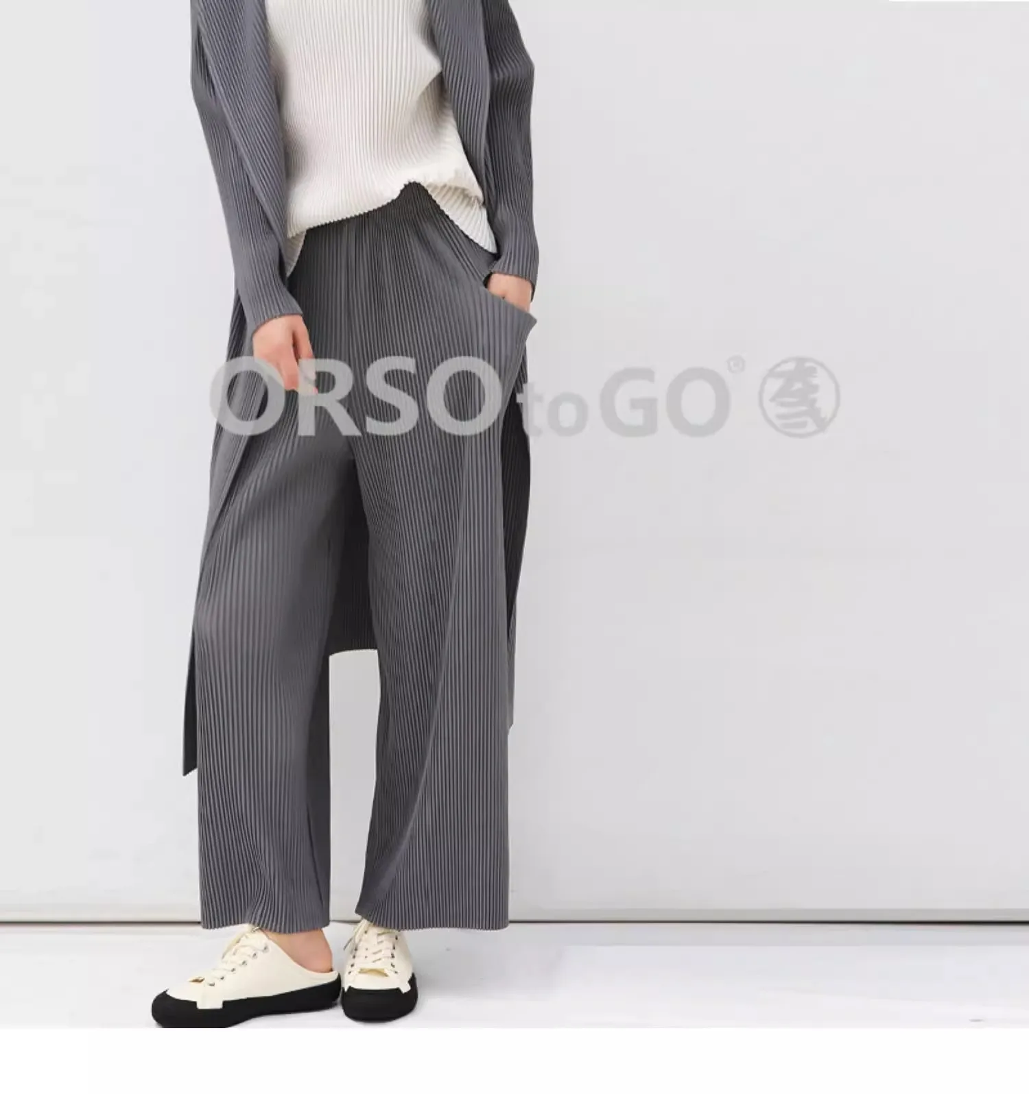 Miyake Pleated Autumn New Straight-leg Casual Pants For Women With a Drooping Effect, Large-sized Loose Pants That Show off