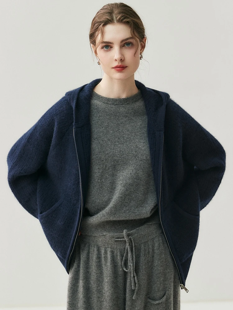 CHICUU Women's Cashmere Pants Casual Loose Long Bloomers 100% Cashmere Knit Pants Autumn Winter Sashes Pocket Cashmere Trousers