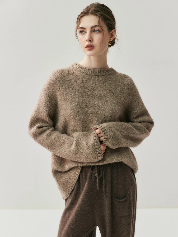 CHICUU Women's Cashmere Pants Casual Loose Long Bloomers 100% Cashmere Knit Pants Autumn Winter Sashes Pocket Cashmere Trousers