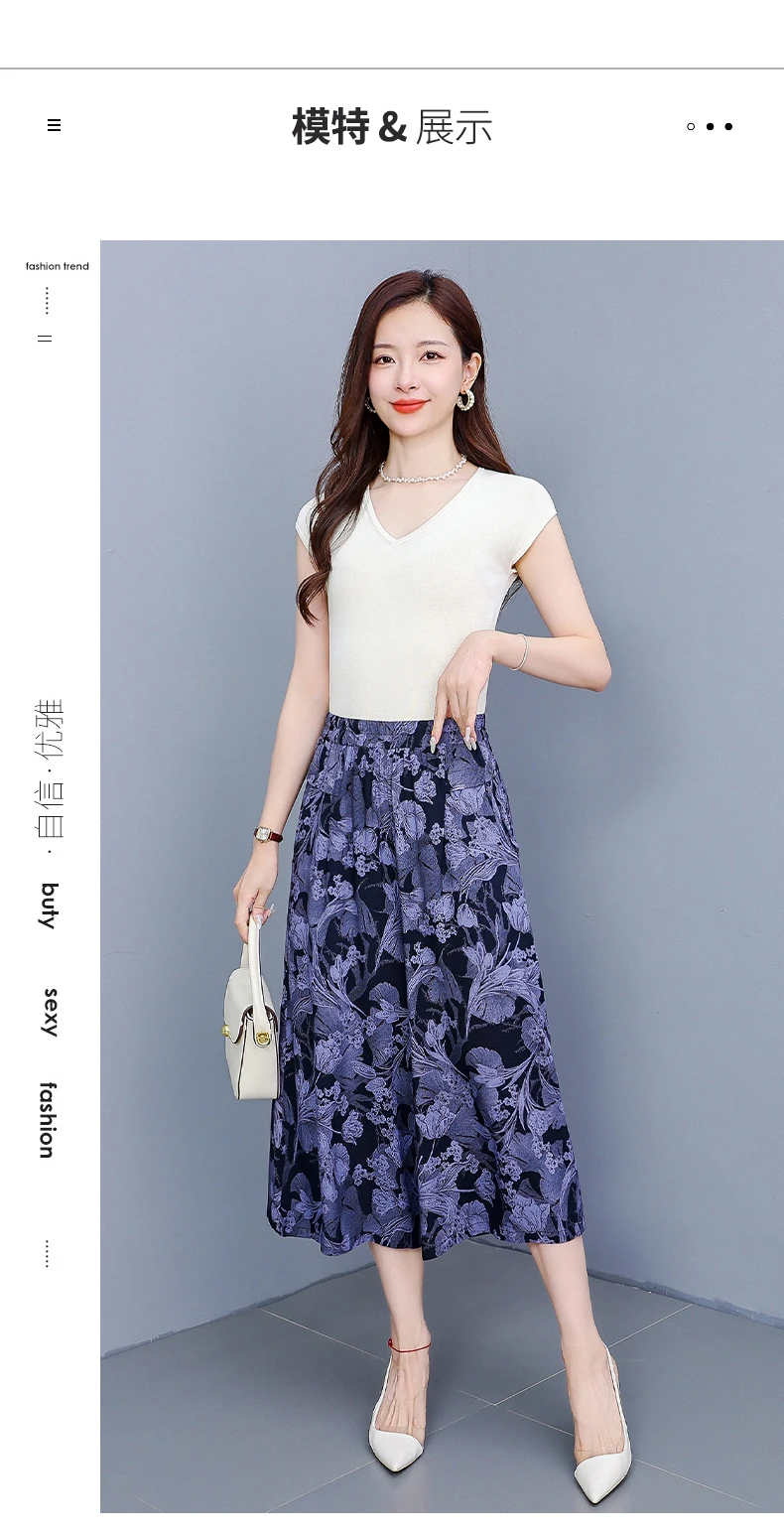 women's Pants Summer trousers Casual Straight Leg Floral Print  Loose Pants Wide Leg Pants