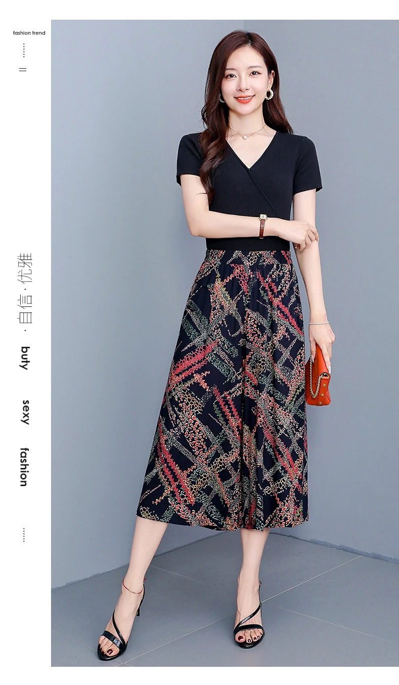 women's Pants Summer trousers Casual Straight Leg Floral Print  Loose Pants Wide Leg Pants