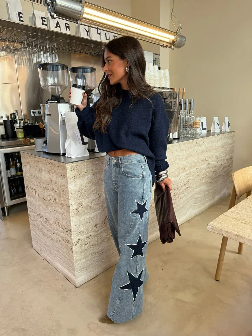 Women Denim Pant Jeans Vintage Wide Leg Long Pants Print High Waist Straight Trousers Y2k Streetwear Work Casual Loose 2026