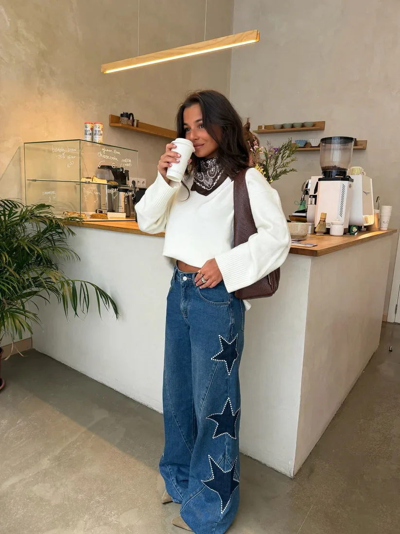 Women Denim Pant Jeans Vintage Wide Leg Long Pants Print High Waist Straight Trousers Y2k Streetwear Work Casual Loose 2026