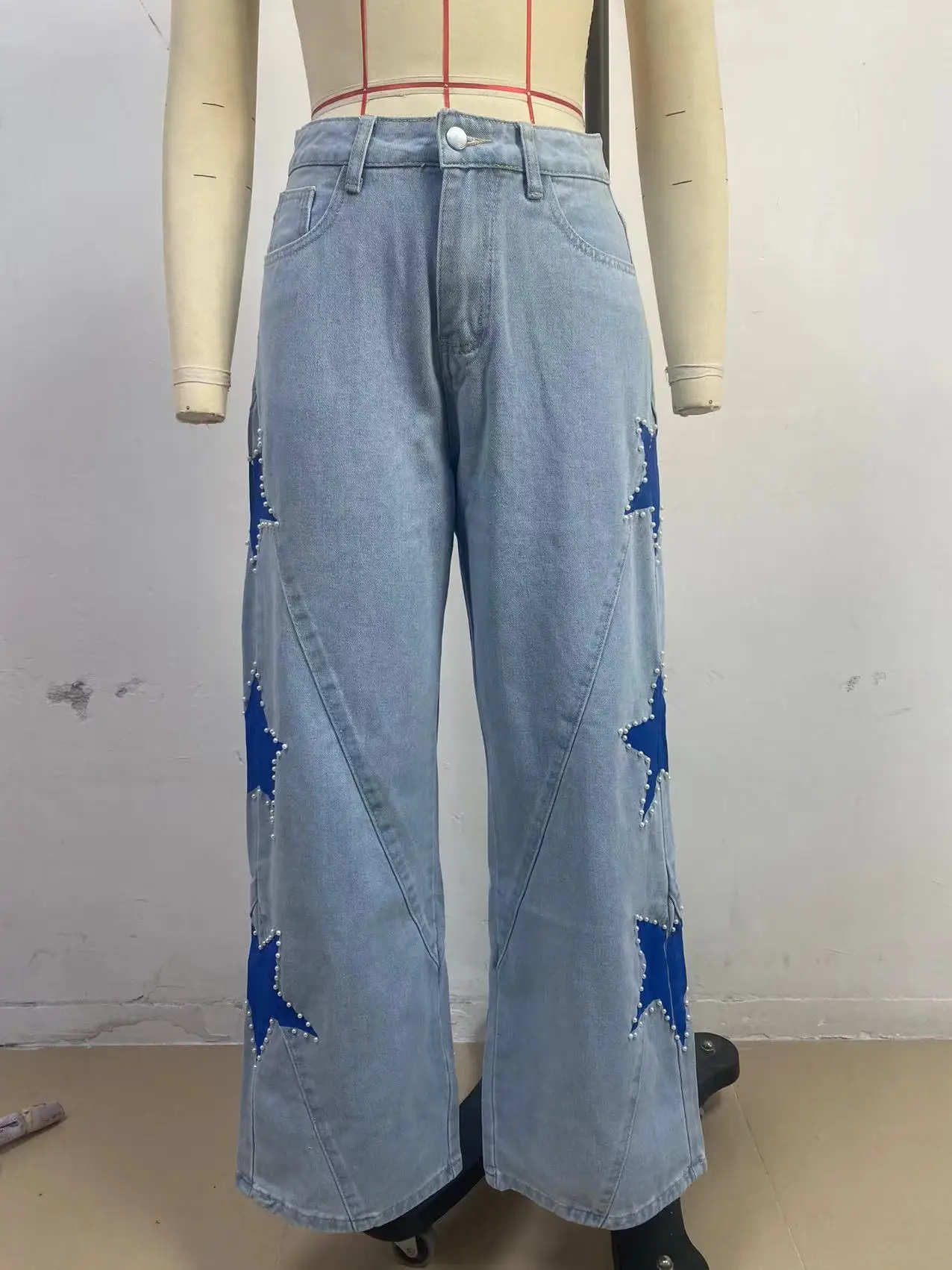 Women Denim Pant Jeans Vintage Wide Leg Long Pants Print High Waist Straight Trousers Y2k Streetwear Work Casual Loose 2026