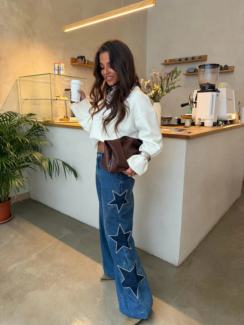 Women Denim Pant Jeans Vintage Wide Leg Long Pants Print High Waist Straight Trousers Y2k Streetwear Work Casual Loose 2026