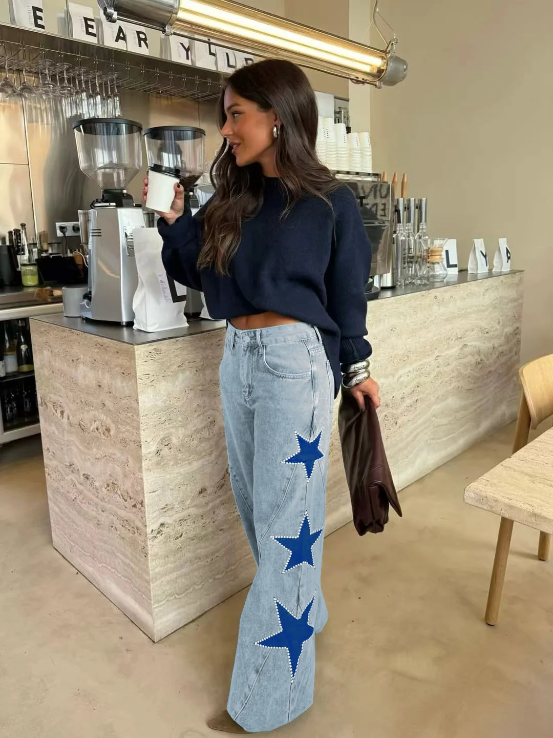 Women Denim Pant Jeans Vintage Wide Leg Long Pants Print High Waist Straight Trousers Y2k Streetwear Work Casual Loose 2026