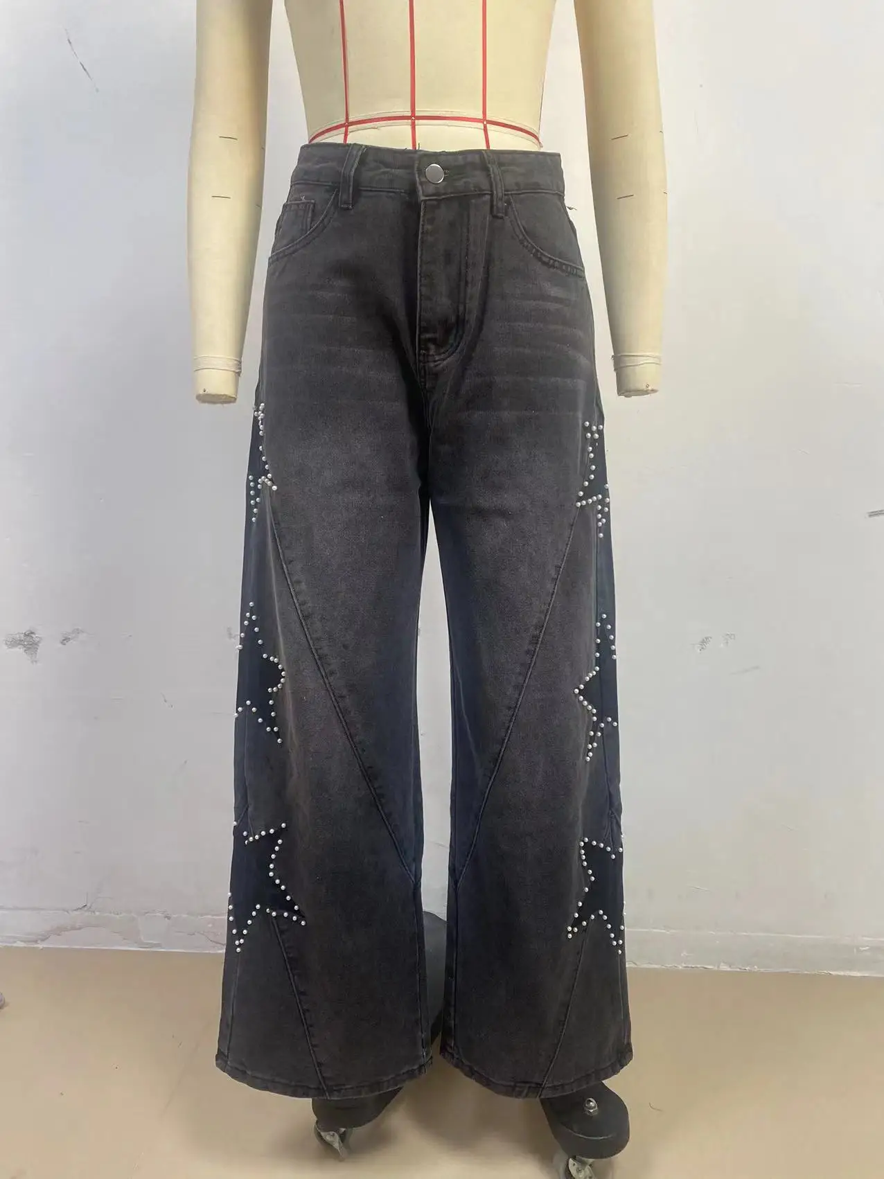Women Denim Pant Jeans Vintage Wide Leg Long Pants Print High Waist Straight Trousers Y2k Streetwear Work Casual Loose 2026