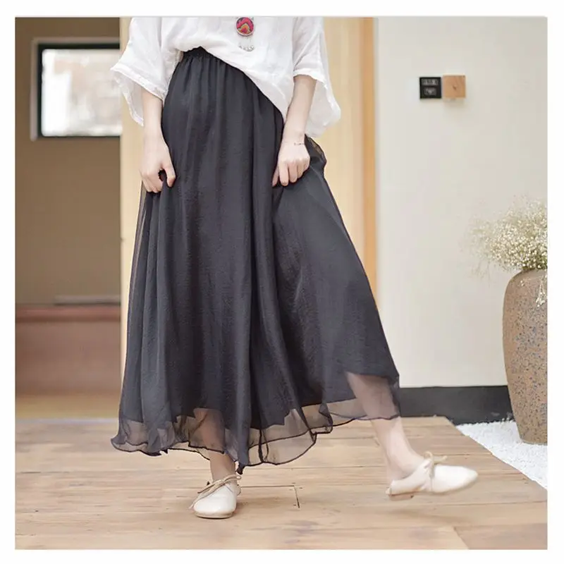 Women's Vintage Chinese Style Wide Leg Pants Female Casual Cotton Linen Loose High Waisted Pants Trousers 2026 Spring PA34