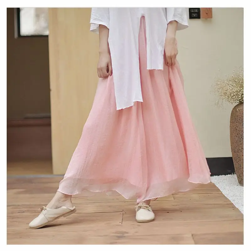 Women's Vintage Chinese Style Wide Leg Pants Female Casual Cotton Linen Loose High Waisted Pants Trousers 2026 Spring PA34