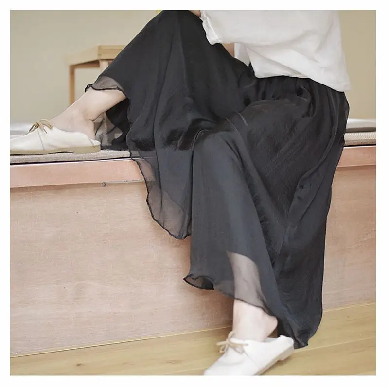 Women's Vintage Chinese Style Wide Leg Pants Female Casual Cotton Linen Loose High Waisted Pants Trousers 2026 Spring PA34