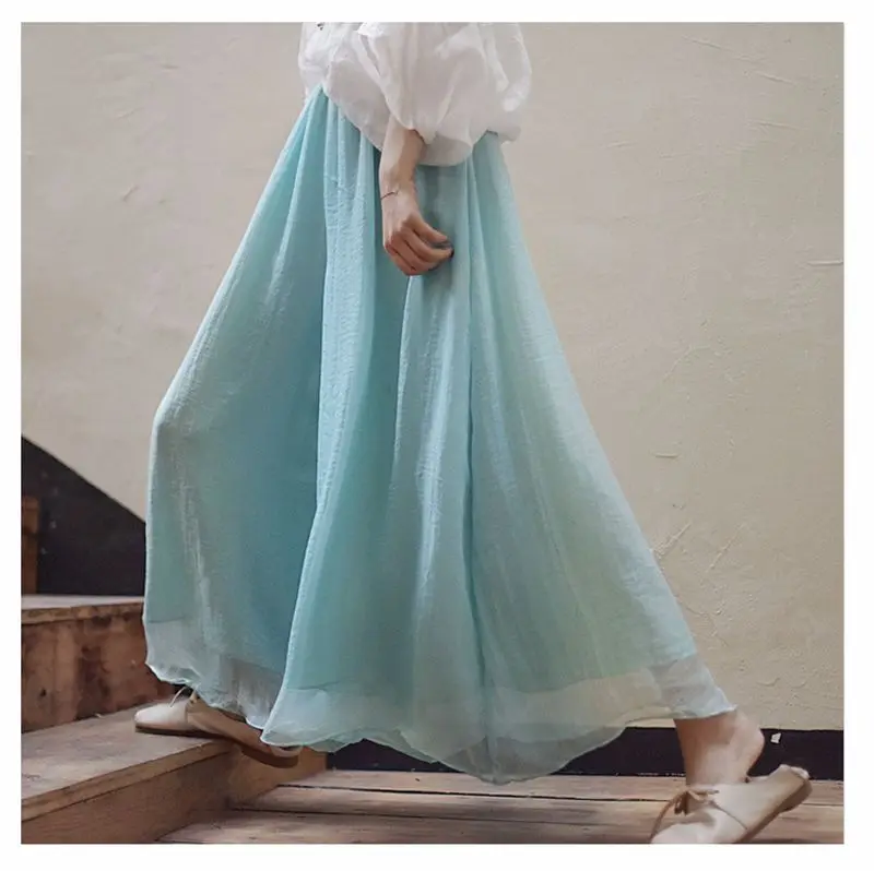 Women's Vintage Chinese Style Wide Leg Pants Female Casual Cotton Linen Loose High Waisted Pants Trousers 2026 Spring PA34