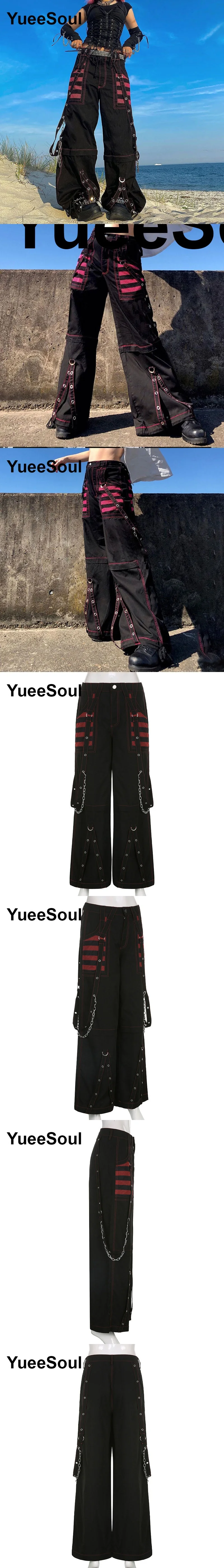 Gothic Emo Alt Women Pants Techwear Hippie Baggy Trousers Mom Goth Punk Black Cargo Pants Cyber Y2k Pants Academic Dark Clothes