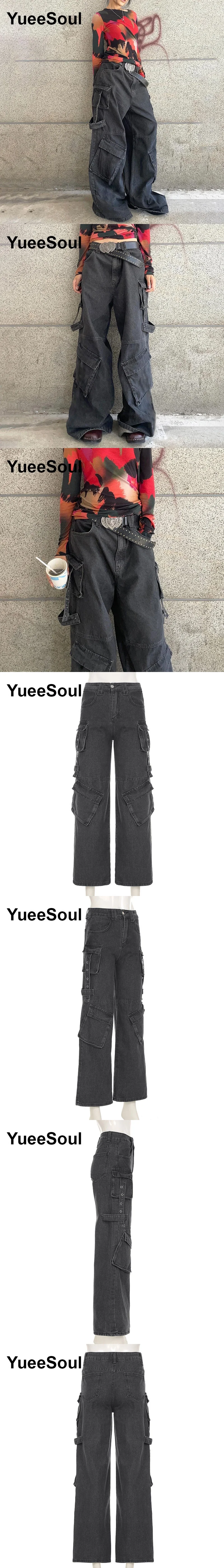 Gothic Emo Alt Women Pants Techwear Hippie Baggy Trousers Mom Goth Punk Black Cargo Pants Cyber Y2k Pants Academic Dark Clothes