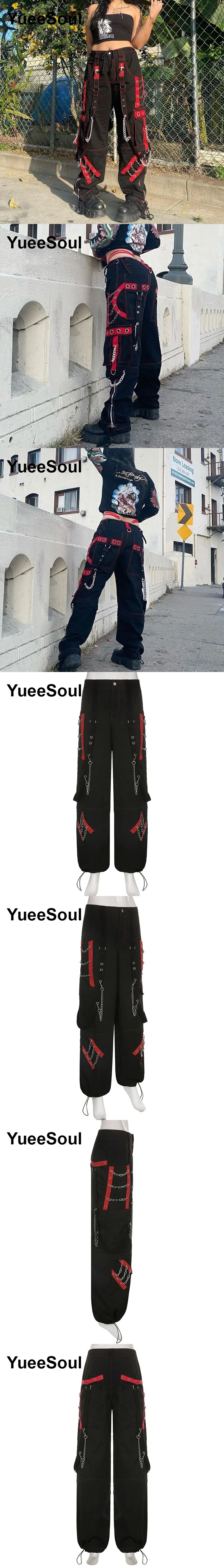 Gothic Emo Alt Women Pants Techwear Hippie Baggy Trousers Mom Goth Punk Black Cargo Pants Cyber Y2k Pants Academic Dark Clothes