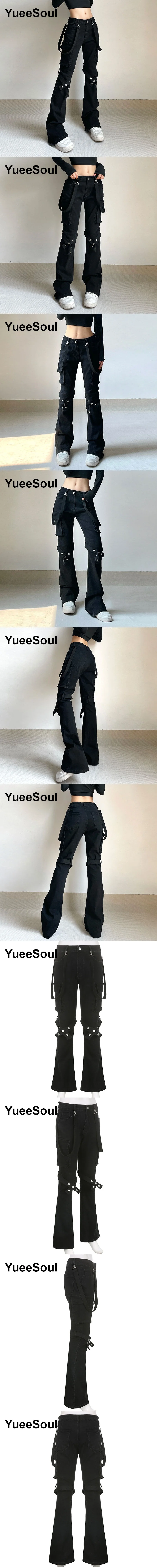 Gothic Emo Alt Women Pants Techwear Hippie Baggy Trousers Mom Goth Punk Black Cargo Pants Cyber Y2k Pants Academic Dark Clothes