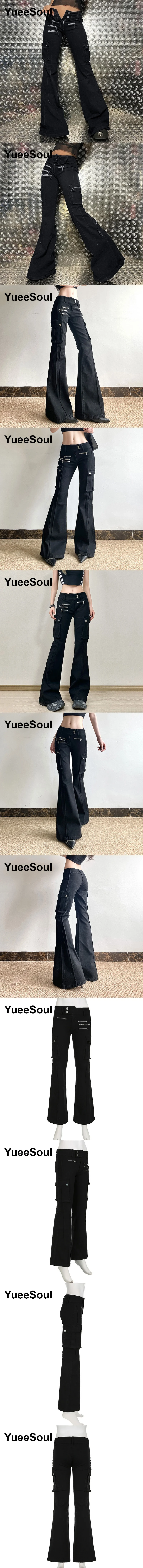 Gothic Emo Alt Women Pants Techwear Hippie Baggy Trousers Mom Goth Punk Black Cargo Pants Cyber Y2k Pants Academic Dark Clothes
