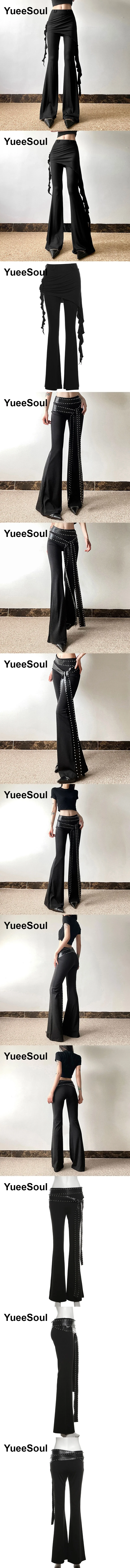 Gothic Emo Alt Women Pants Techwear Hippie Baggy Trousers Mom Goth Punk Black Cargo Pants Cyber Y2k Pants Academic Dark Clothes