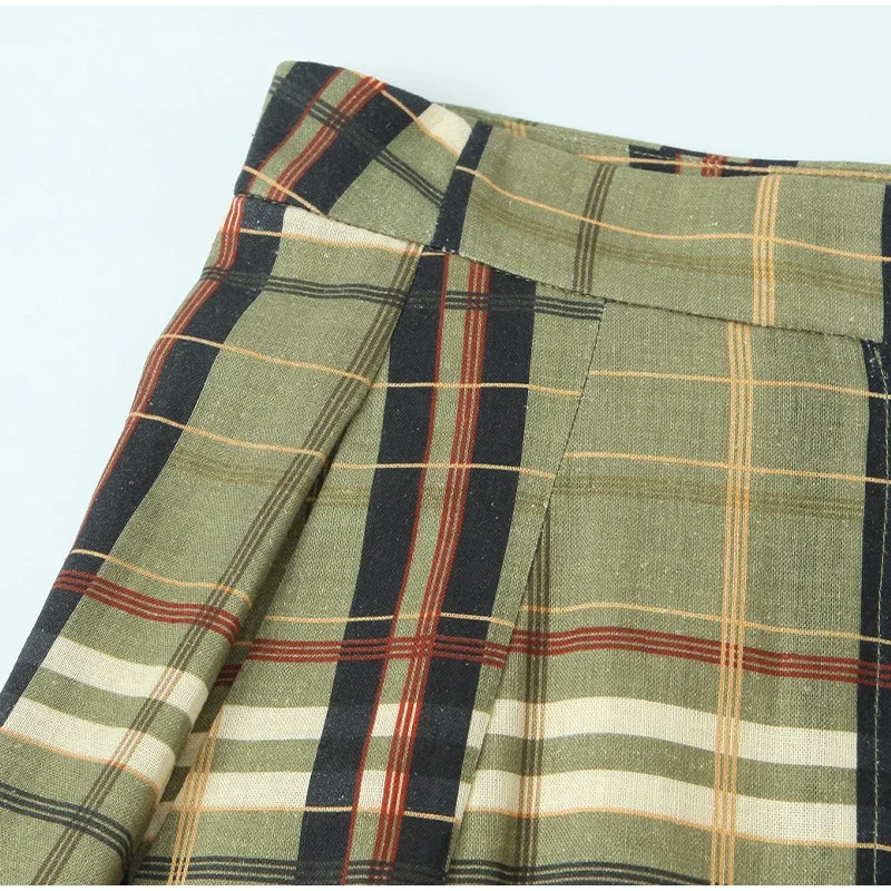 Casual Plaid Print Lace Up Bloomers Women Loose Elastic Waist Lantern Long Pants Autumn Lady Street Fashion Trousers 2025 New