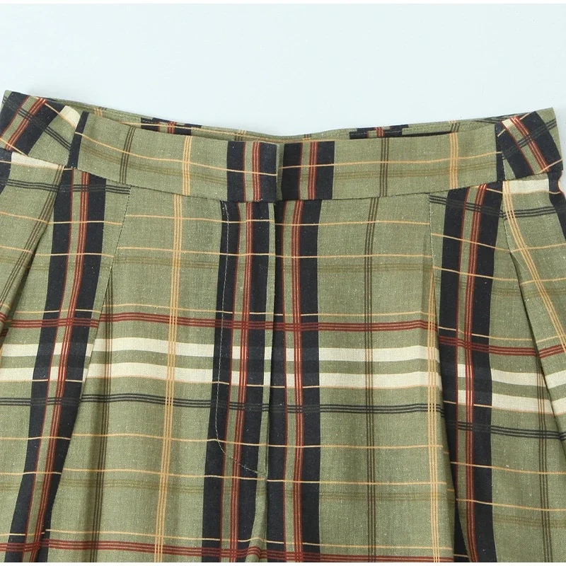 Casual Plaid Print Lace Up Bloomers Women Loose Elastic Waist Lantern Long Pants Autumn Lady Street Fashion Trousers 2025 New