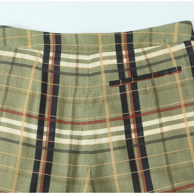 Casual Plaid Print Lace Up Bloomers Women Loose Elastic Waist Lantern Long Pants Autumn Lady Street Fashion Trousers 2025 New