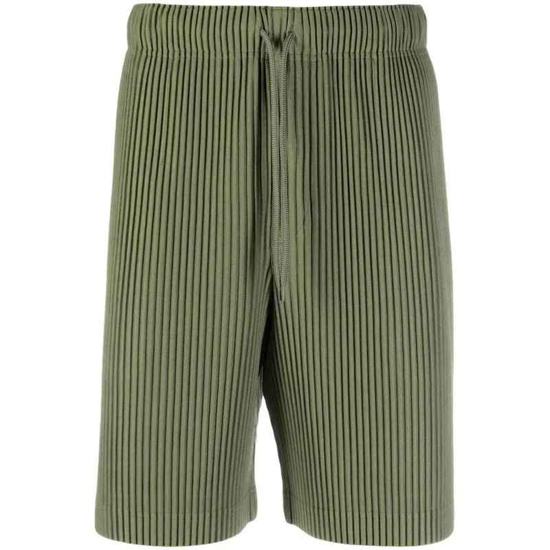 ISSEY 2026 New Arrival Japan Miyake Pleated Shorts Draped High-Street Loose Straight-Leg Drawstring Cropped Pants for Men