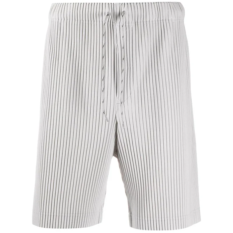 ISSEY 2026 New Arrival Japan Miyake Pleated Shorts Draped High-Street Loose Straight-Leg Drawstring Cropped Pants for Men