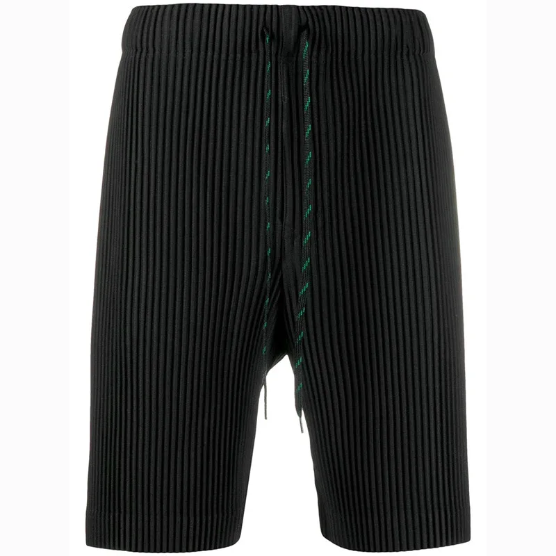 ISSEY 2026 New Arrival Japan Miyake Pleated Shorts Draped High-Street Loose Straight-Leg Drawstring Cropped Pants for Men