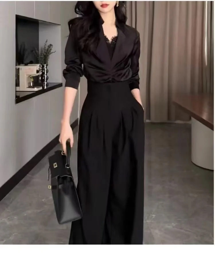Office Ladies Ultra High Waist Wide Leg Pants Straight Drooping Spring Summer All-Match Long Suit Pants Casual Mopping Trousers