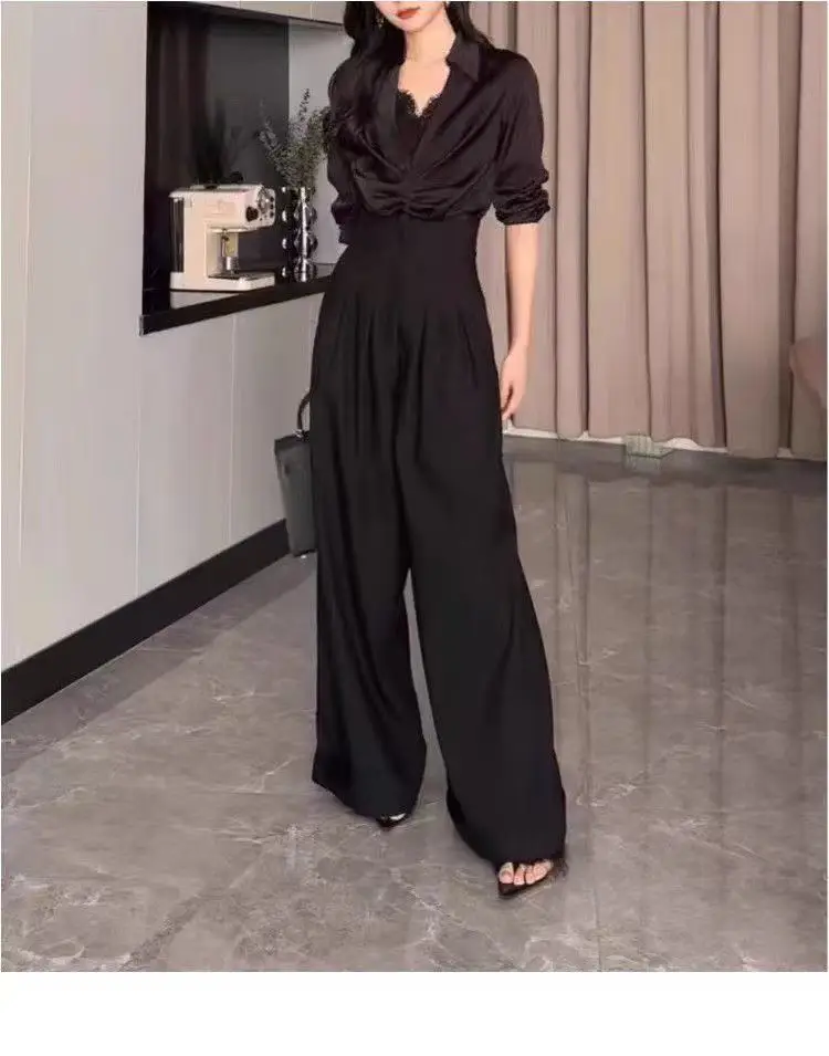 Office Ladies Ultra High Waist Wide Leg Pants Straight Drooping Spring Summer All-Match Long Suit Pants Casual Mopping Trousers