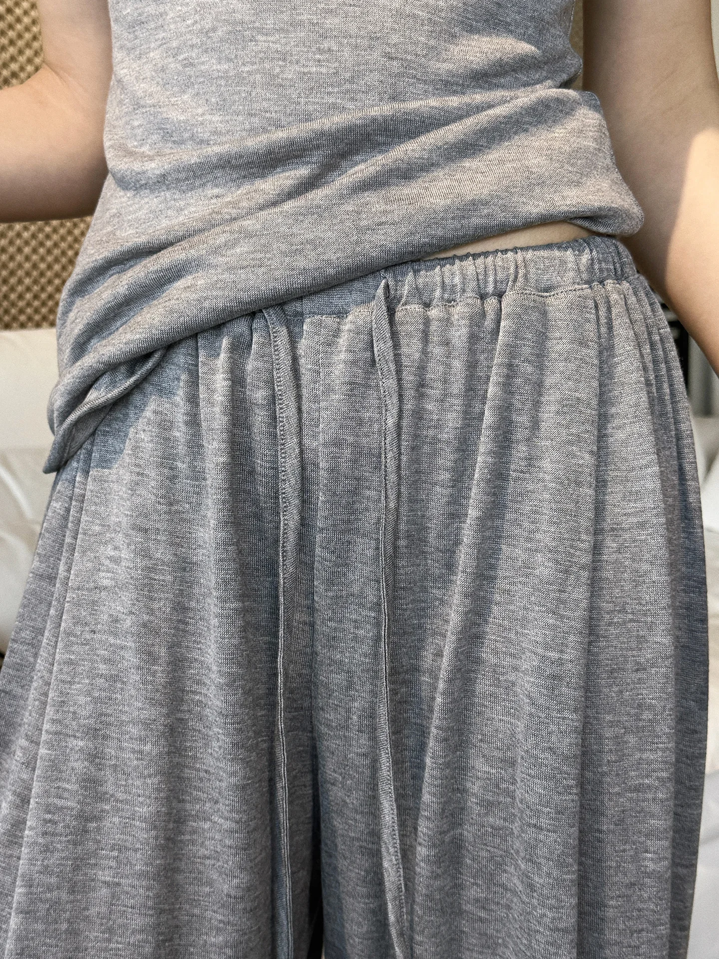2026 Wool Blending Material Women Casual High Waist Lace-Up Waist Long Pants Fashion Wide Leg Pants Women Clothes Trousers