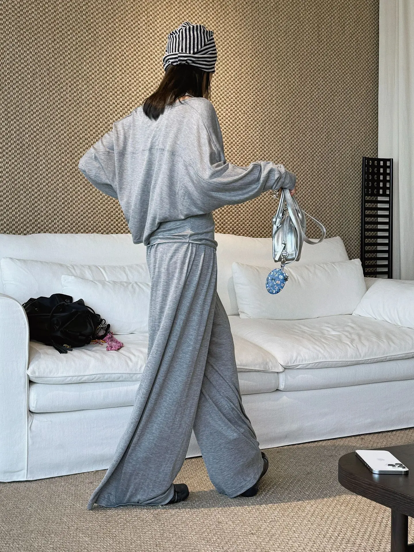 2026 Wool Blending Material Women Casual High Waist Lace-Up Waist Long Pants Fashion Wide Leg Pants Women Clothes Trousers