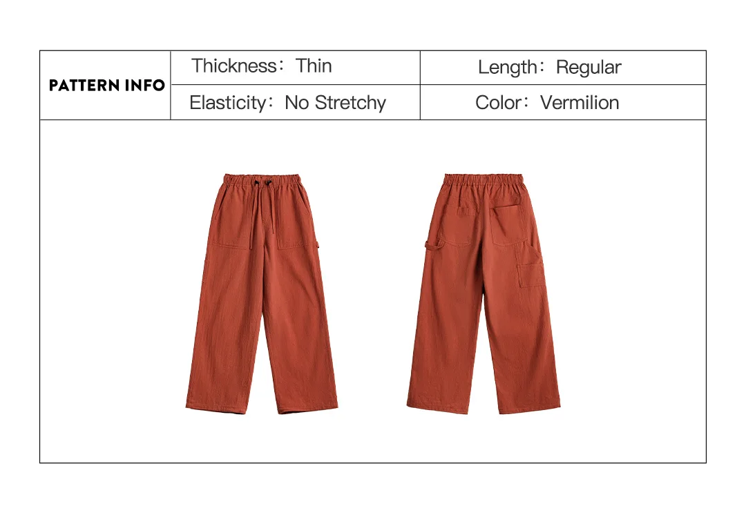 Maden Women's Cargo Pants Lightweight Cotton Elastic Waist Wide Leg Loose Straight Utility Pocket Casual Trousers